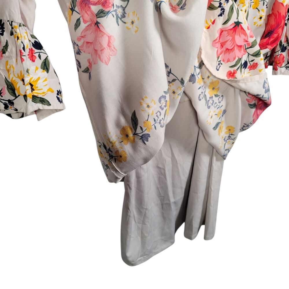 Old Navy NWT Floral Midi Dress White Pink Yellow Bell Sleeve M Tall - Picture 5 of 10